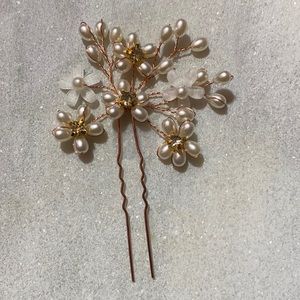 Pearl & Zirconium Floral Copper Hair Pin